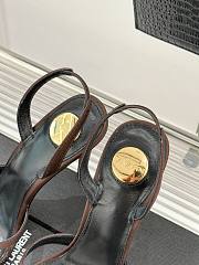 YSL Kate Sandals In Satin Crepe Dark Brown 11cm - 3