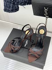 YSL Kate Sandals In Satin Crepe Dark Brown 11cm - 2