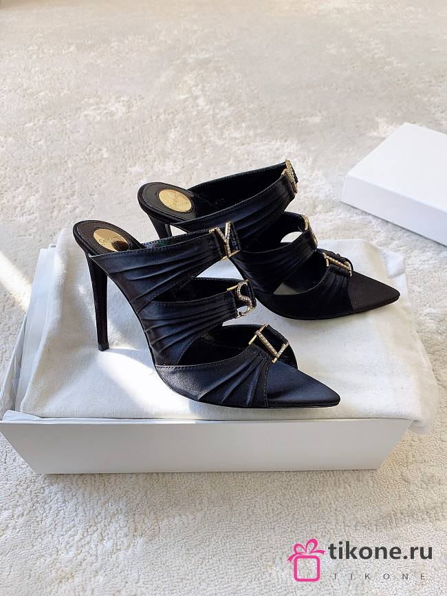 YSL Emilie Mules In Satin Crepe In Black 11cm - 1