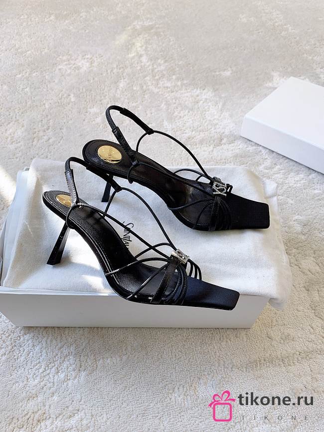 YSL Jerry Sandals In Smooth Leather Black 8cm - 1