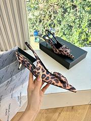 YSL Dakota Slingback Pumps In Satin Crepe In Leopard - 3
