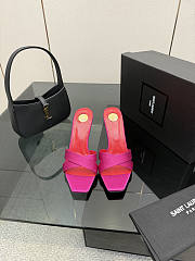 YSL Opyum Mules In Satin Crepe Fuchsia 85mm - 1