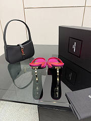 YSL Opyum Mules In Satin Crepe Fuchsia 85mm - 6