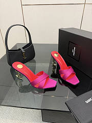 YSL Opyum Mules In Satin Crepe Fuchsia 85mm - 4