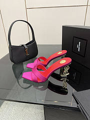 YSL Opyum Mules In Satin Crepe Fuchsia 85mm - 5