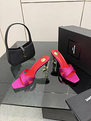 YSL Opyum Mules In Satin Crepe Fuchsia 85mm - 3