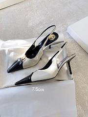YSL Babylone Breteuil Slingback Pumps In Smooth Leather In Black and White 7.5mm - 5