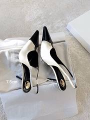 YSL Babylone Breteuil Slingback Pumps In Smooth Leather In Black and White 7.5mm - 4