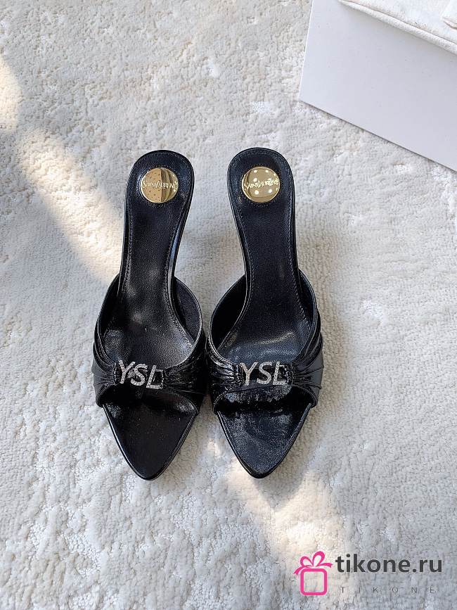 YSL Jerry Mules In Smooth Leather And Rhinestones 6cm - 1