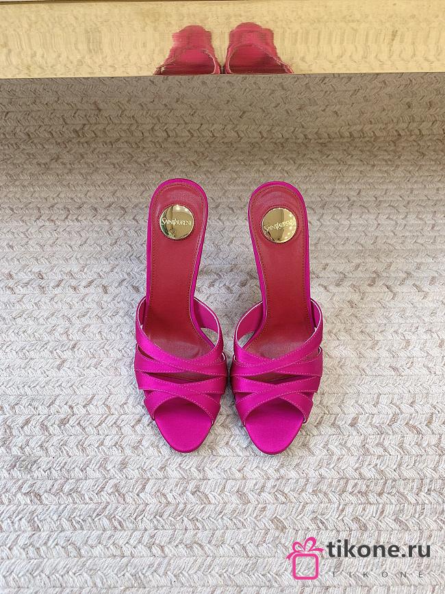 YSL Chandelle Mules In Satin Crepe Dark Pink 9.5cm - 1