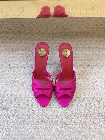 YSL Chandelle Mules In Satin Crepe Dark Pink 9.5cm