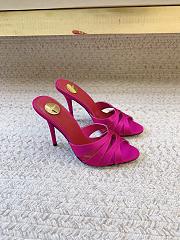 YSL Chandelle Mules In Satin Crepe Dark Pink 9.5cm - 3