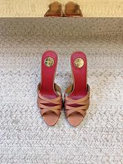 YSL Chandelle Mules In Satin Crepe Deep Cognac 9.5cm - 1