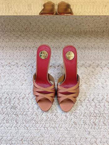 YSL Chandelle Mules In Satin Crepe Deep Cognac 9.5cm