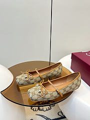 Women's Gucci Horsebit Ballet Flat Beige And Dark Brown Original GG Canvas - 4