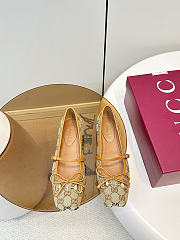 Women's Gucci Horsebit Ballet Flat Beige And Dark Brown Original GG Canvas - 2