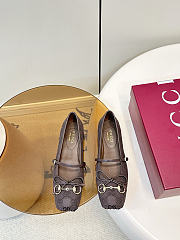 Women's Gucci Horsebit Ballet Flat Dark Brown Original GG Canvas - 5