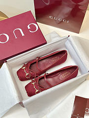 Women's Gucci Horsebit Ballet Flat Red Original GG Canvas - 4