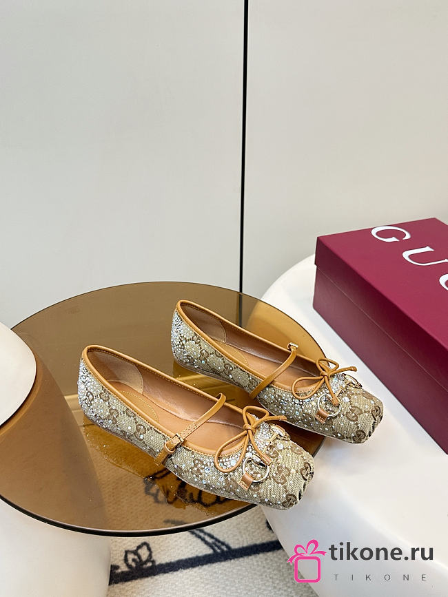 Women's GG Crystal Gucci Horsebit Ballet Flat - 1