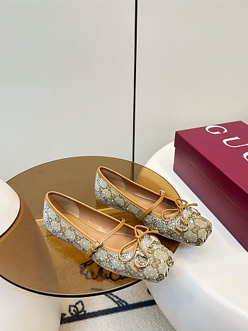 Women's GG Crystal Gucci Horsebit Ballet Flat