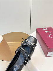 Women's Gucci Horsebit Ballet Flat Black Leather - 6