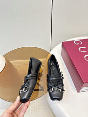 Women's Gucci Horsebit Ballet Flat Black Leather - 3