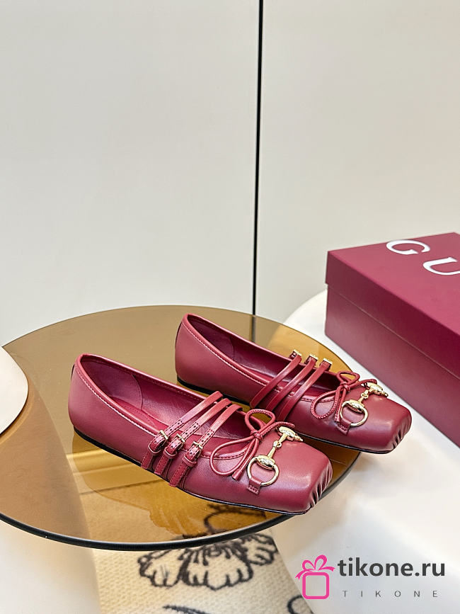 Women's Gucci Horsebit Ballet Flat Red Leather - 1