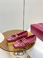 Women's Gucci Horsebit Ballet Flat Red Leather - 5