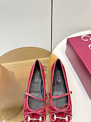 Women's Gucci Horsebit Ballet Flat Red Velvet - 4