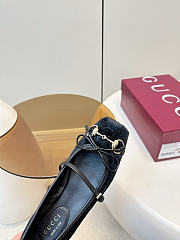 Women's Gucci Horsebit Ballet Flat Black Velvet - 5