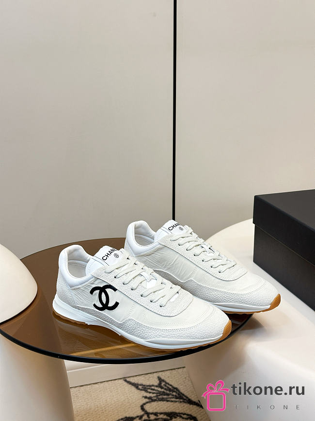 Spring Summer 2026 Chanel Sneakers Fabric & Embossed Suede Calfskin White & Black - 1