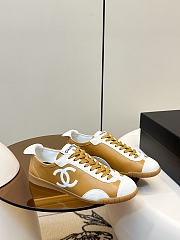 Spring Summer 2026 Chanel Sneakers Calfskin & Embossed Suede Calfskin Light Brown & White - 1