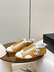 Spring Summer 2026 Chanel Sneakers Calfskin & Embossed Suede Calfskin Light Brown & White - 4