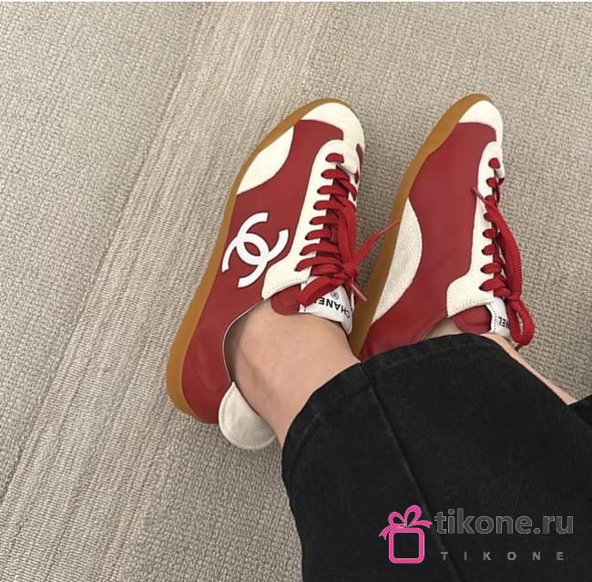 Spring Summer 2026 Chanel Sneakers Calfskin & Embossed Suede Calfskin Red & White - 1