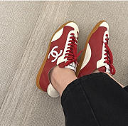 Spring Summer 2026 Chanel Sneakers Calfskin & Embossed Suede Calfskin Red & White - 6