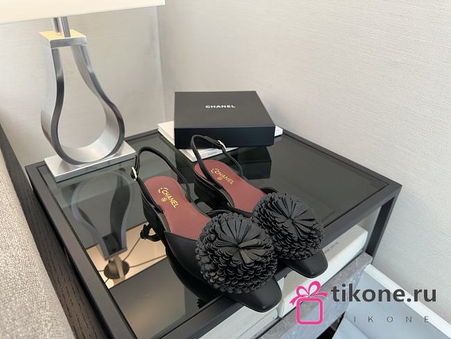 Chanel Camellia Slingback Black - 1
