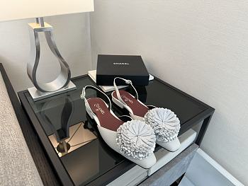 Chanel Camellia Slingback Silver