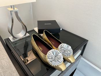 Chanel Camellia Ballet Flats Gold