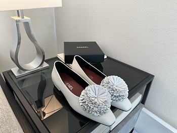 Chanel Camellia Ballet Flats White