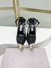Jimmy Choo Faiz 100 Lace Pumps with Metal Lace Black/Gold - 1