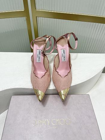 Jimmy Choo Faiz 100 Lace Pumps with Metal Lace Rose/Gold