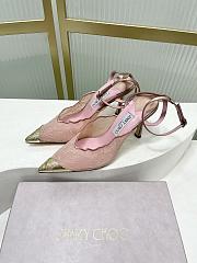 Jimmy Choo Faiz 100 Lace Pumps with Metal Lace Rose/Gold - 6