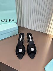 Aquazzura Mystery Mule 85 Satin and Leather Black - 1