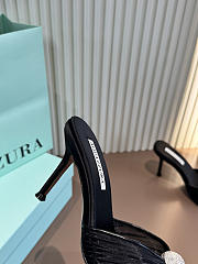 Aquazzura Mystery Mule 85 Satin and Leather Black - 6