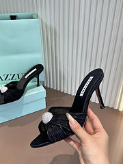 Aquazzura Mystery Mule 85 Satin and Leather Black - 5