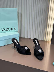 Aquazzura Mystery Mule 85 Satin and Leather Black - 2