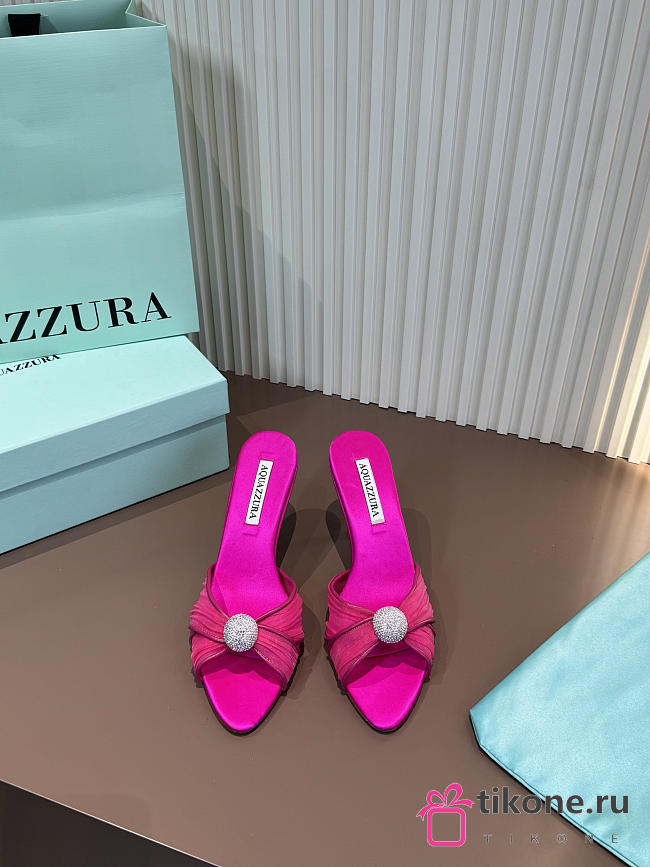 Aquazzura Mystery Mule 85 Satin and Leather Fuchsia - 1