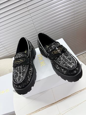 Dior Boy Platform Loafer Black Tweed with White Microcannage Motif