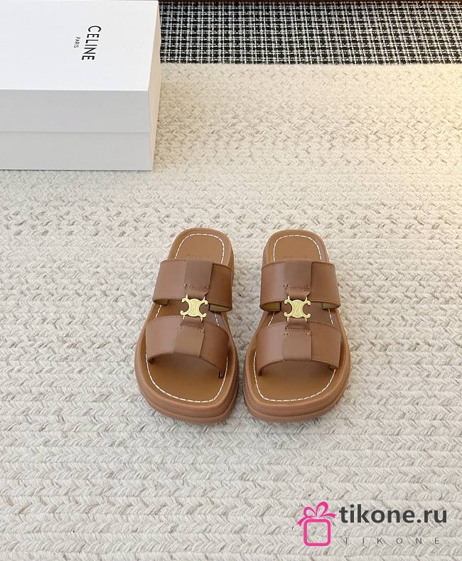 Celine Clea Mule In Calfskin Brown - 1