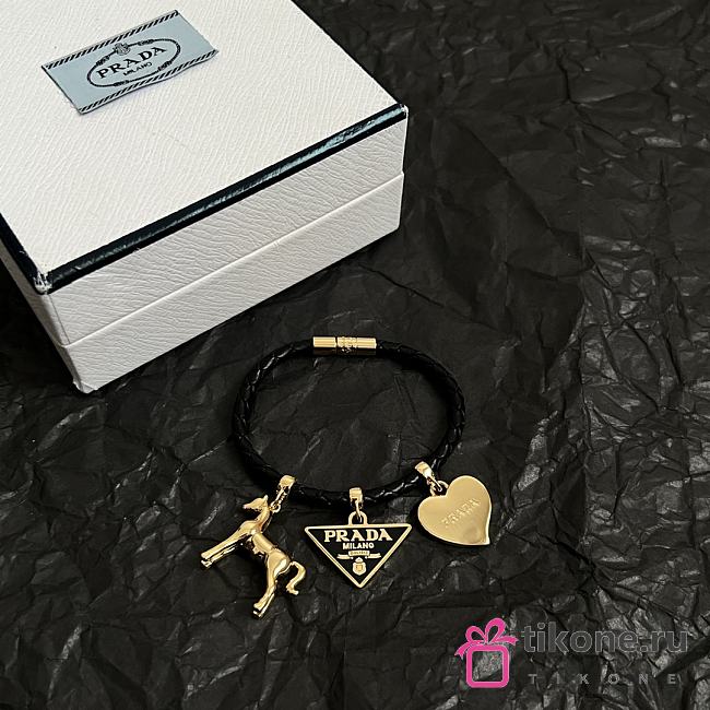 Prada Braided Nappa Leather Bracelet Black 1IB732 - 1